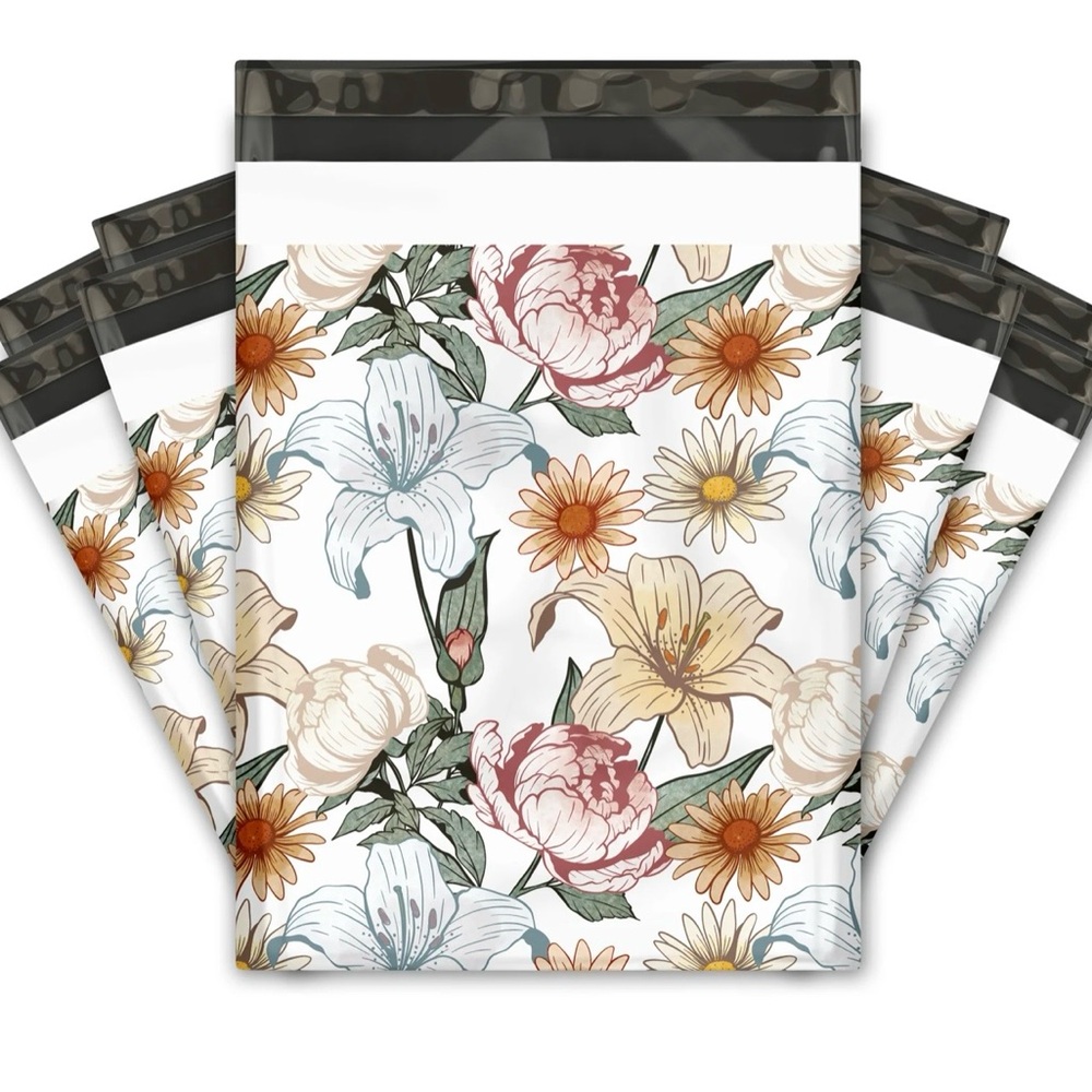 Set of 20 Floral Poly Mailers 10x13 Shipping Bags Boutique Seller Supplies New - Picture 2 of 5